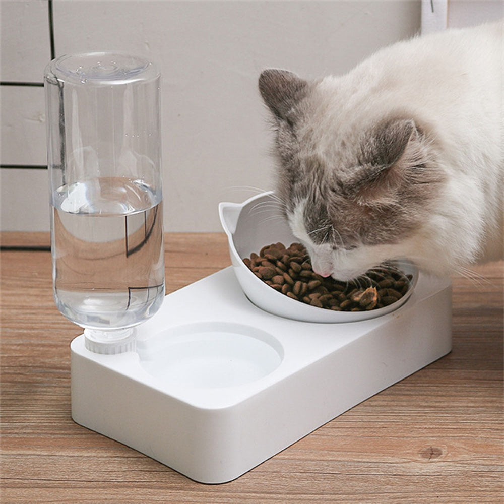 Plastic Cat Gravity Water and Food Bowls Elevated Cat Bowls Raised
