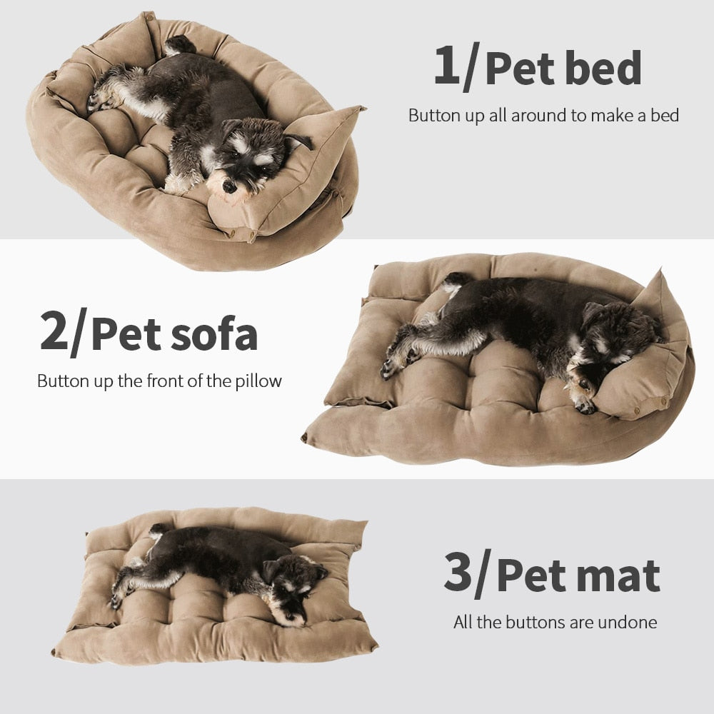 Multifunction Dog Bed Mat 3 IN 1 Dogs Sleeping Bed Sofa Warm Winter