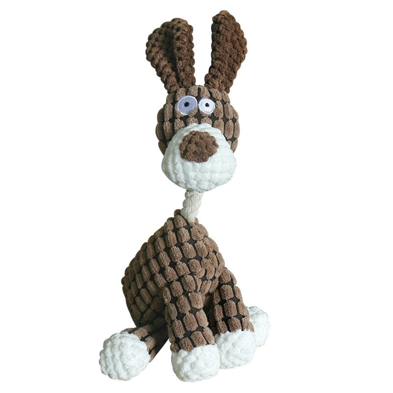 Fun Pet Toy Donkey Shape Corduroy Chew Toy For Dogs Puppy Squeaker