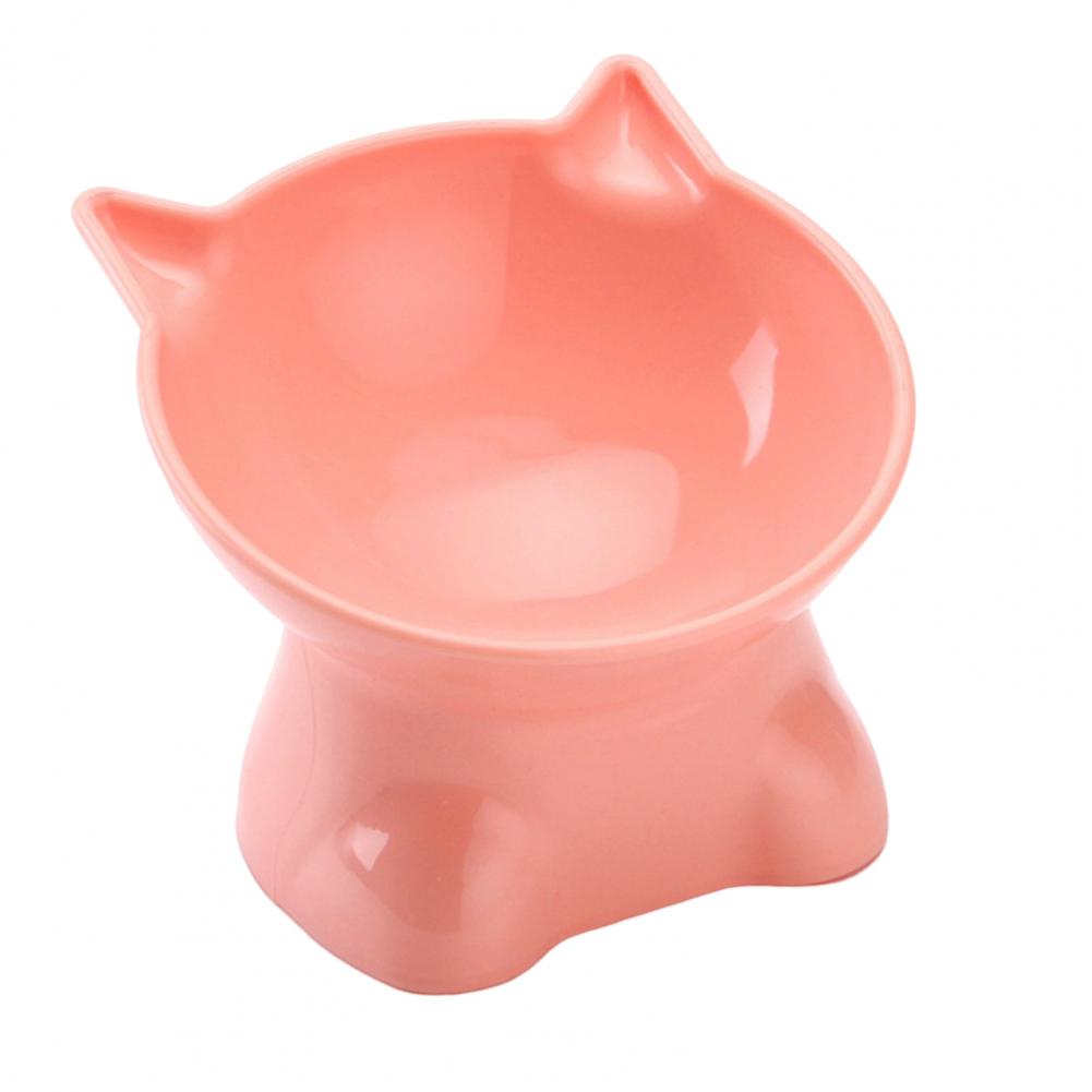 Pet Bowl Large Capacity Cats Bowls Oblique Mouth Cute Cartoon