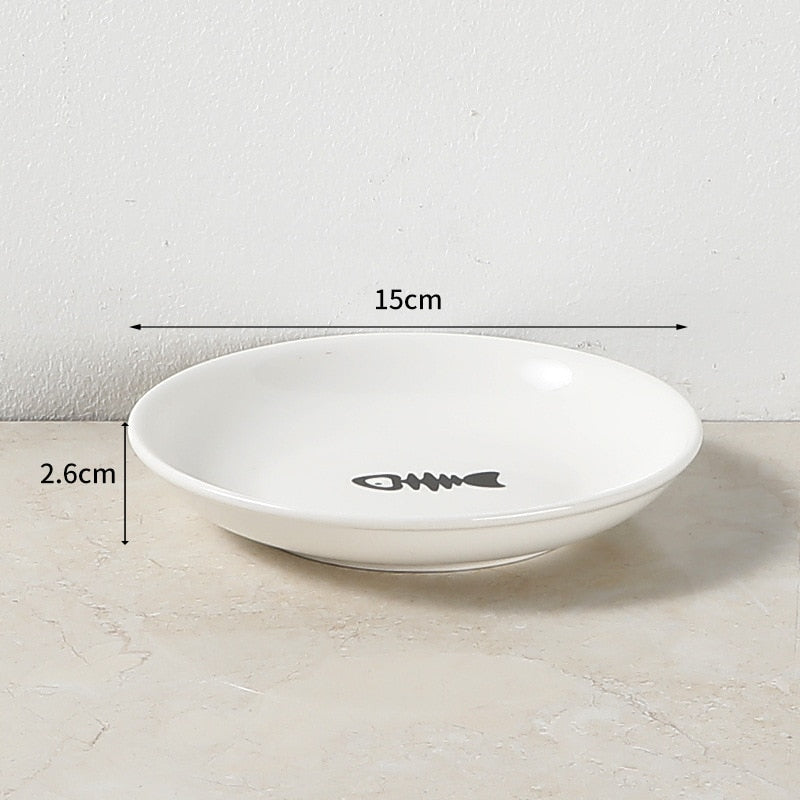 Cat Lift Bowl With Metal Stand Pet Ceramic Food Snacks Feeding