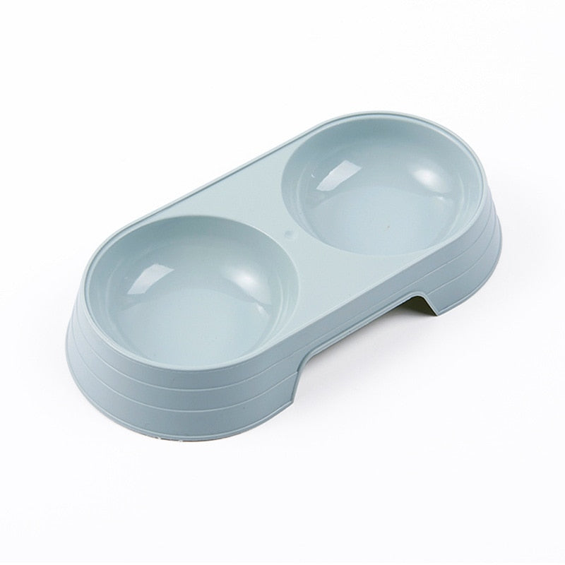 Pet Double Bowl Plastic Kitten Dog Food Drinking Tray Feeder Cat
