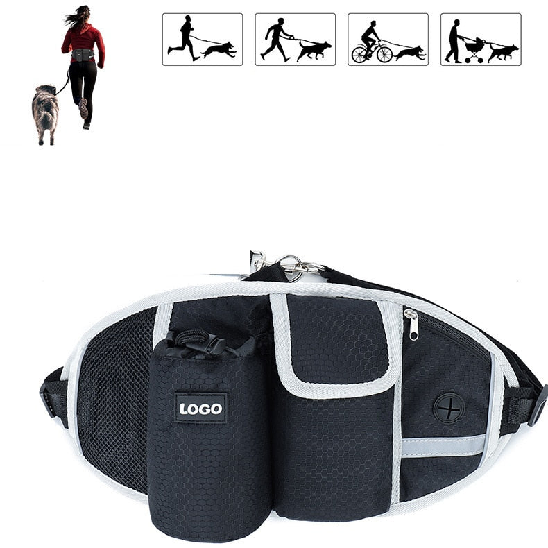 Running Training Dog Walking Waist Bag Reflective Elastic Traction Rope