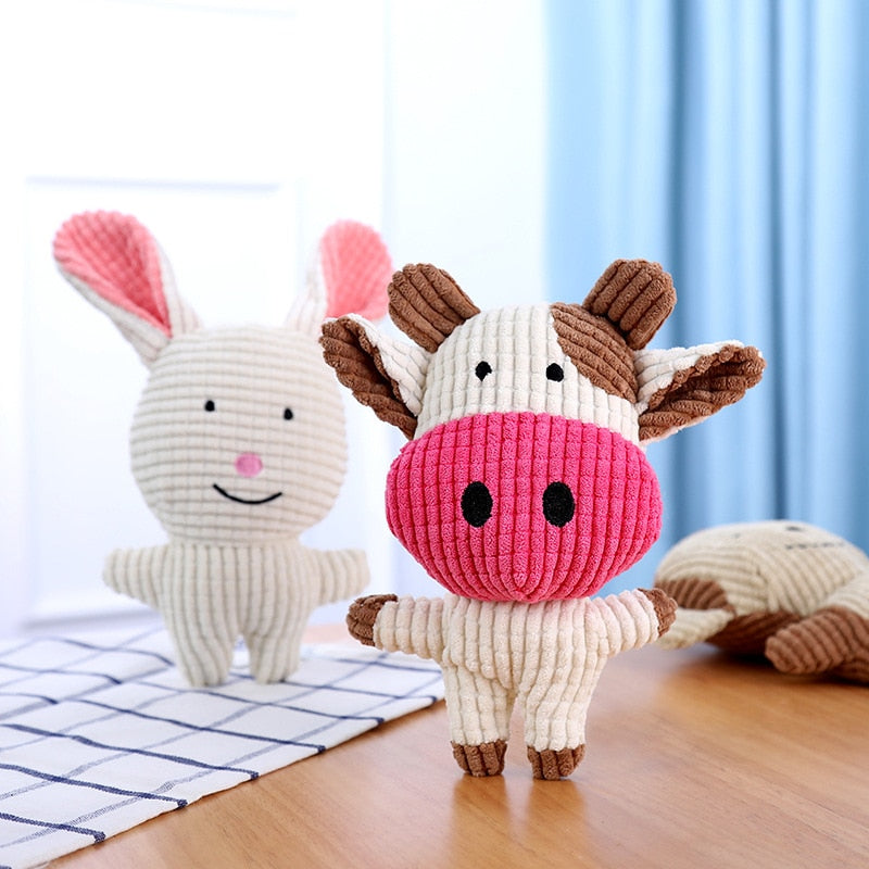 Fun Pet Toy Donkey Shape Corduroy Chew Toy For Dogs Puppy Squeaker