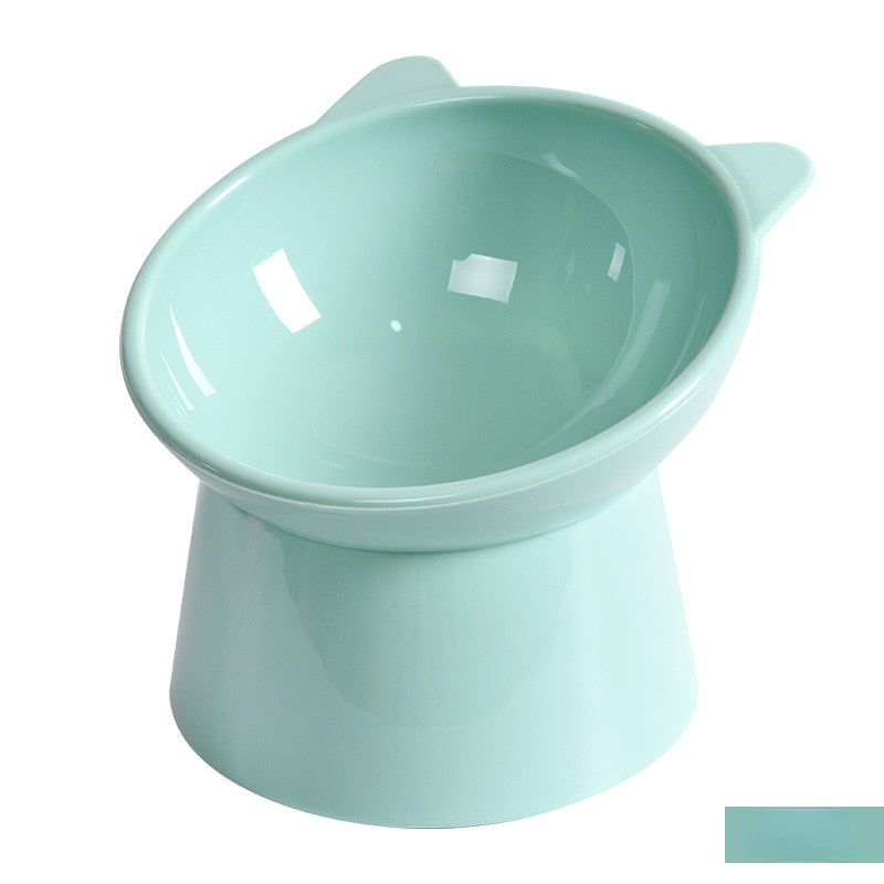 Pet Bowl Large Capacity Cats Bowls Oblique Mouth Cute Cartoon