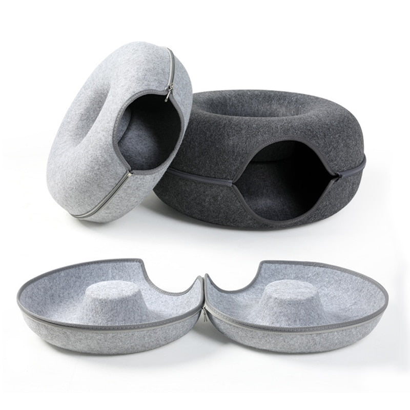 Donut Cat Bed Pet Cat Tunnel Interactive Game Toy Cat Bed