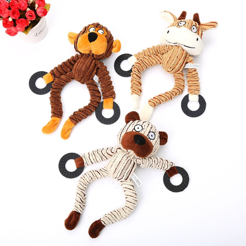 Fun Pet Toy Donkey Shape Corduroy Chew Toy For Dogs Puppy Squeaker