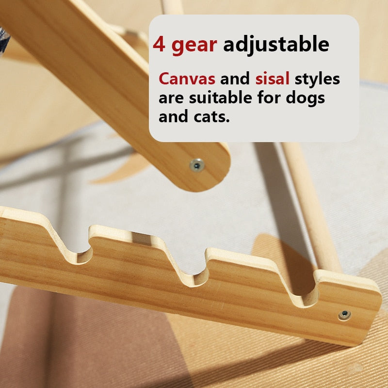Cat Sisal Chair Bed Kitten Sleeping Nest Adjustable Recliner Portable
