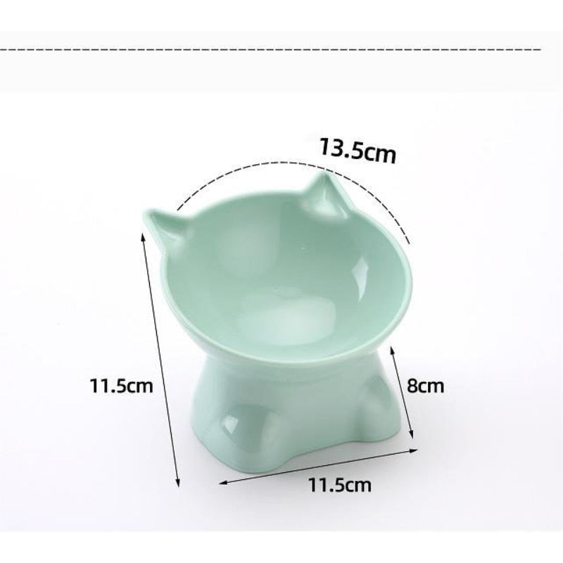 Pet Bowl Large Capacity Cats Bowls Oblique Mouth Cute Cartoon