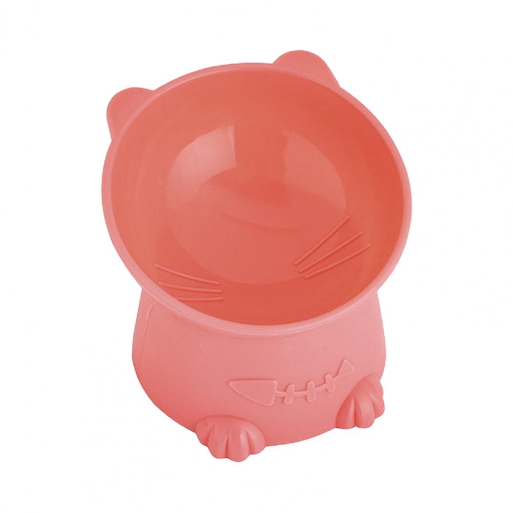 Pet Bowl Large Capacity Cats Bowls Oblique Mouth Cute Cartoon