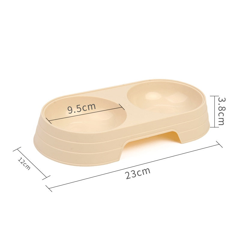 Pet Double Bowl Plastic Kitten Dog Food Drinking Tray Feeder Cat
