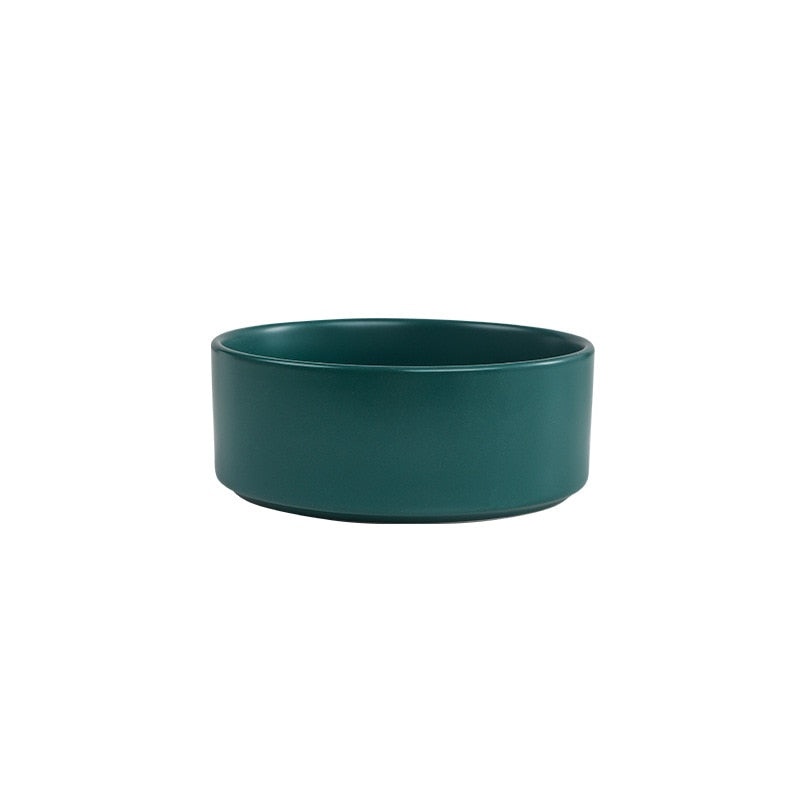 Ceramic Dog Bowl Cat Food Water Bowls with Wood Stand No Spill