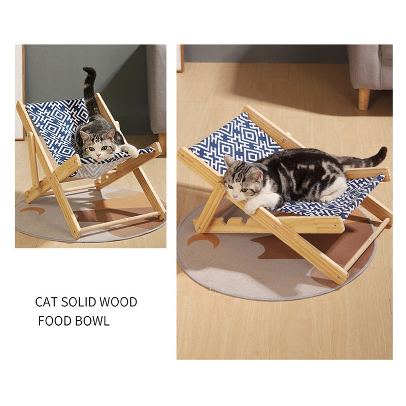 Cat Sisal Chair Bed Kitten Sleeping Nest Adjustable Recliner Portable