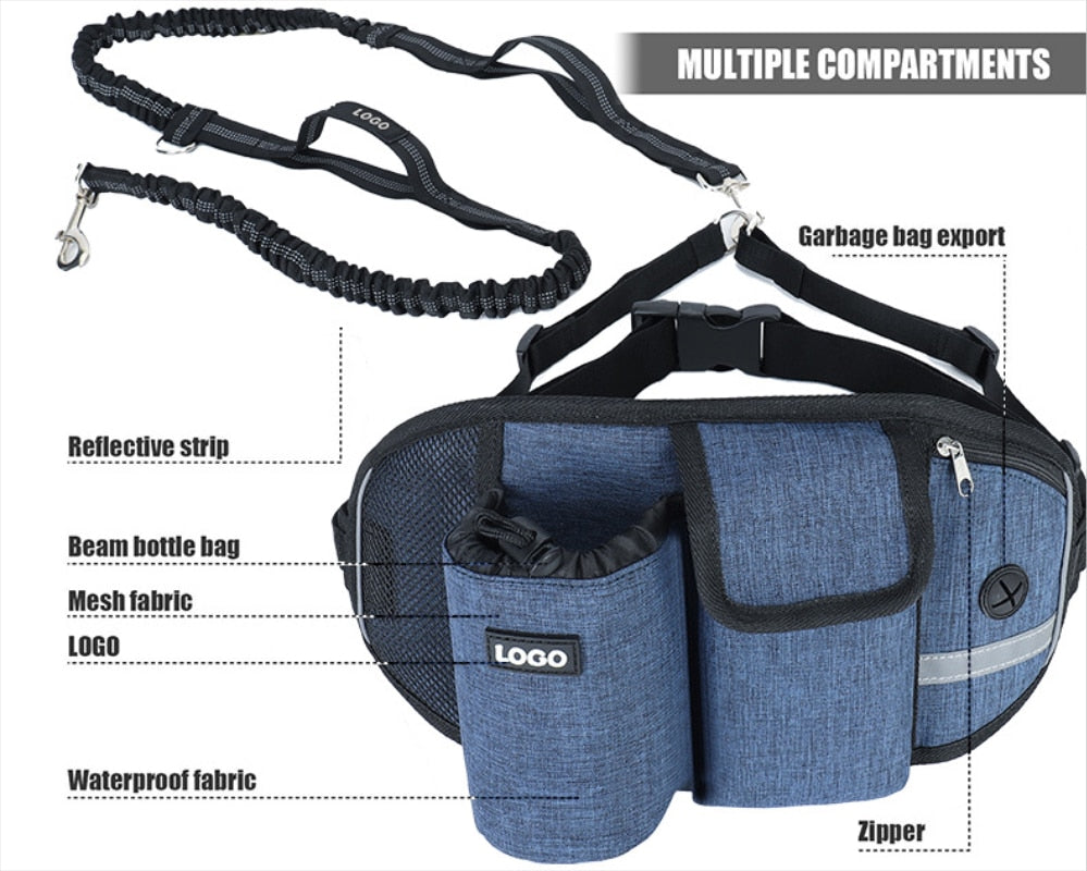 Running Training Dog Walking Waist Bag Reflective Elastic Traction Rope