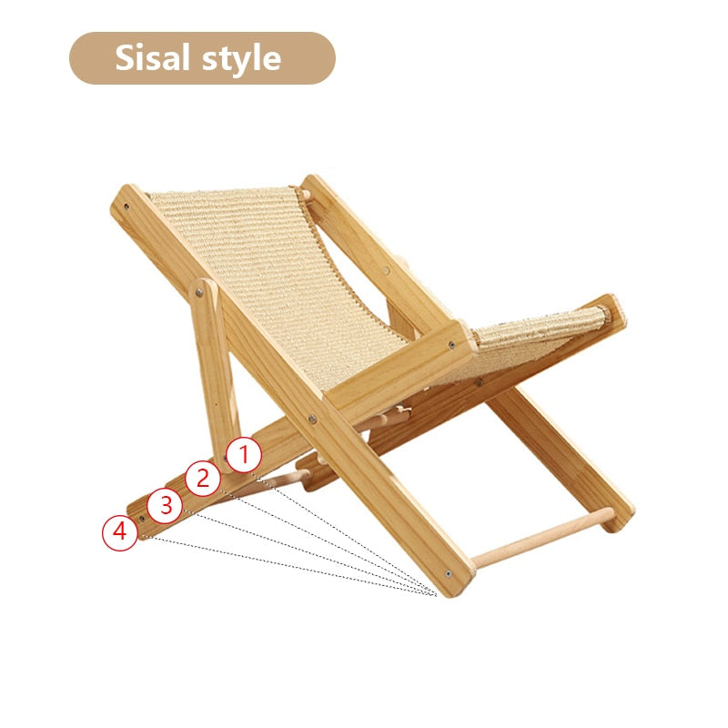 Cat Sisal Chair Bed Kitten Sleeping Nest Adjustable Recliner Portable
