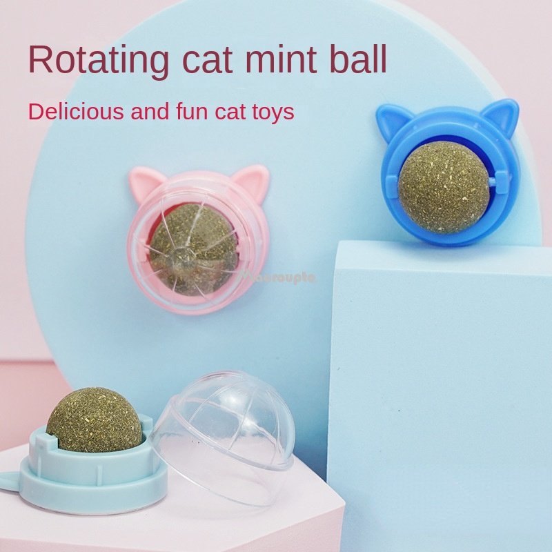 Natural Catnip Cat Wall Stick-on Ball Toy Treats Healthy Natural Removes