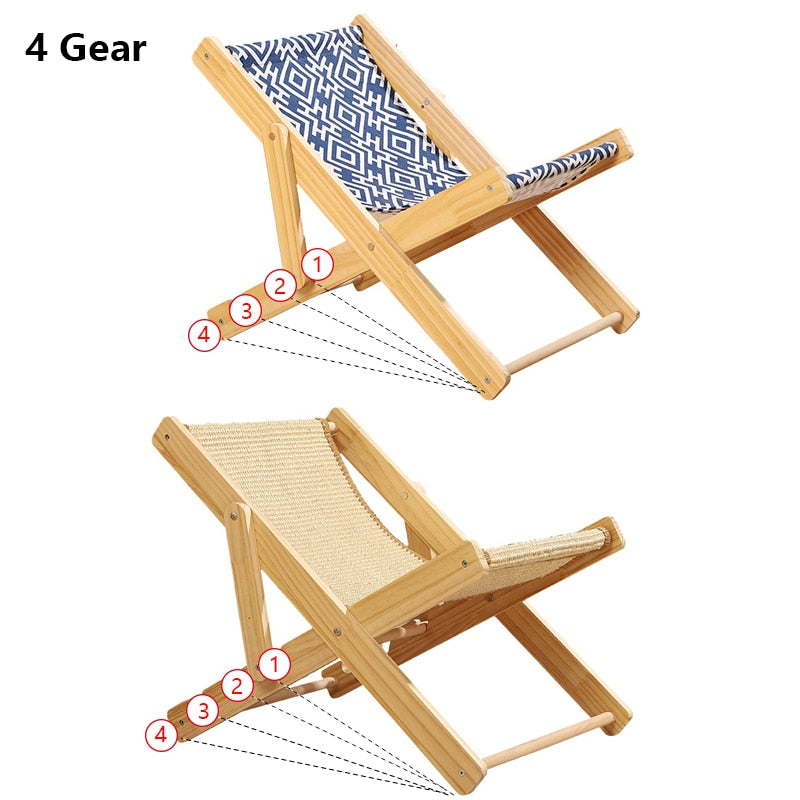 Cat Sisal Chair Bed Kitten Sleeping Nest Adjustable Recliner Portable