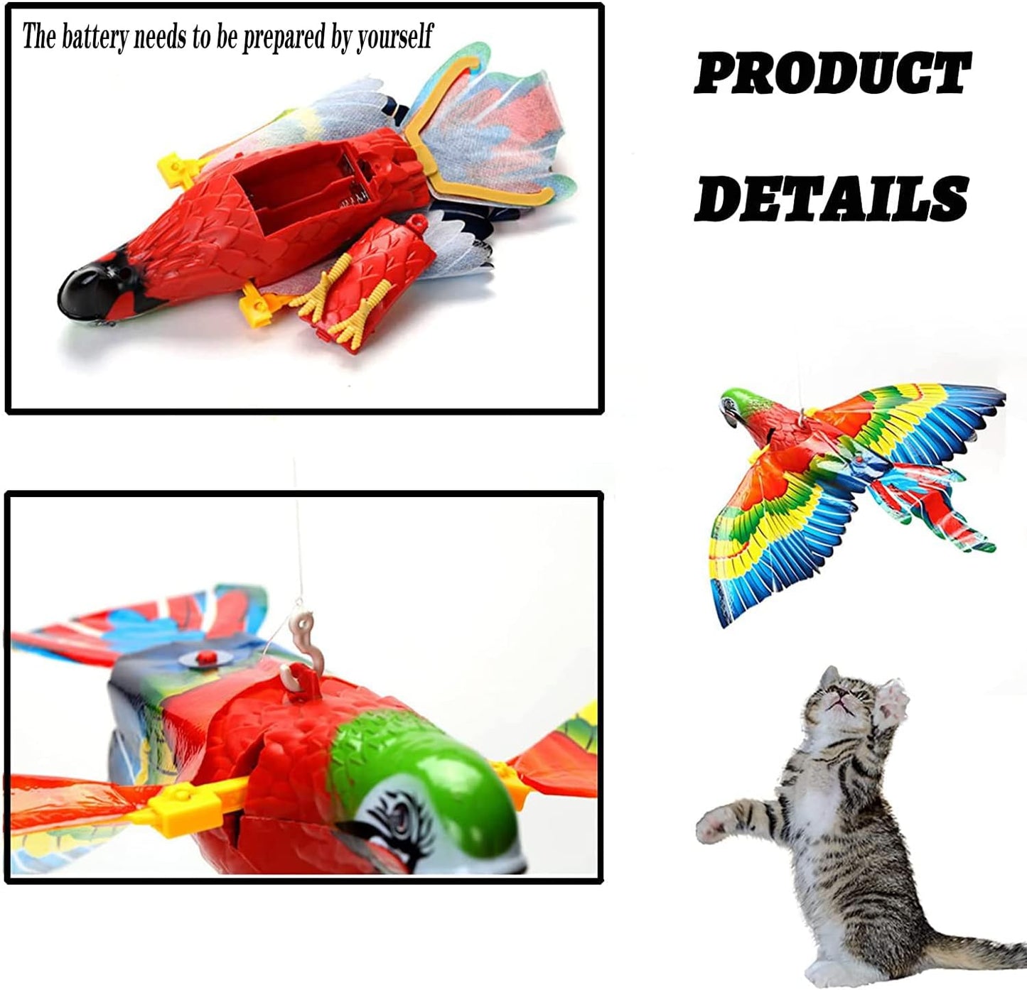 Electric Flying Bird Cat Toy Bird Simulation Interactive Hanging Parrot