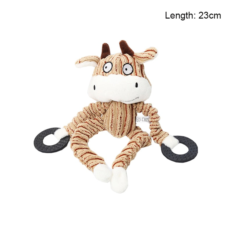 Fun Pet Toy Donkey Shape Corduroy Chew Toy For Dogs Puppy Squeaker