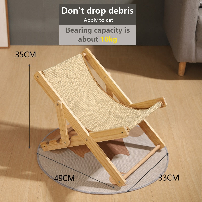 Cat Sisal Chair Bed Kitten Sleeping Nest Adjustable Recliner Portable
