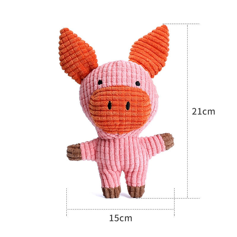 Fun Pet Toy Donkey Shape Corduroy Chew Toy For Dogs Puppy Squeaker
