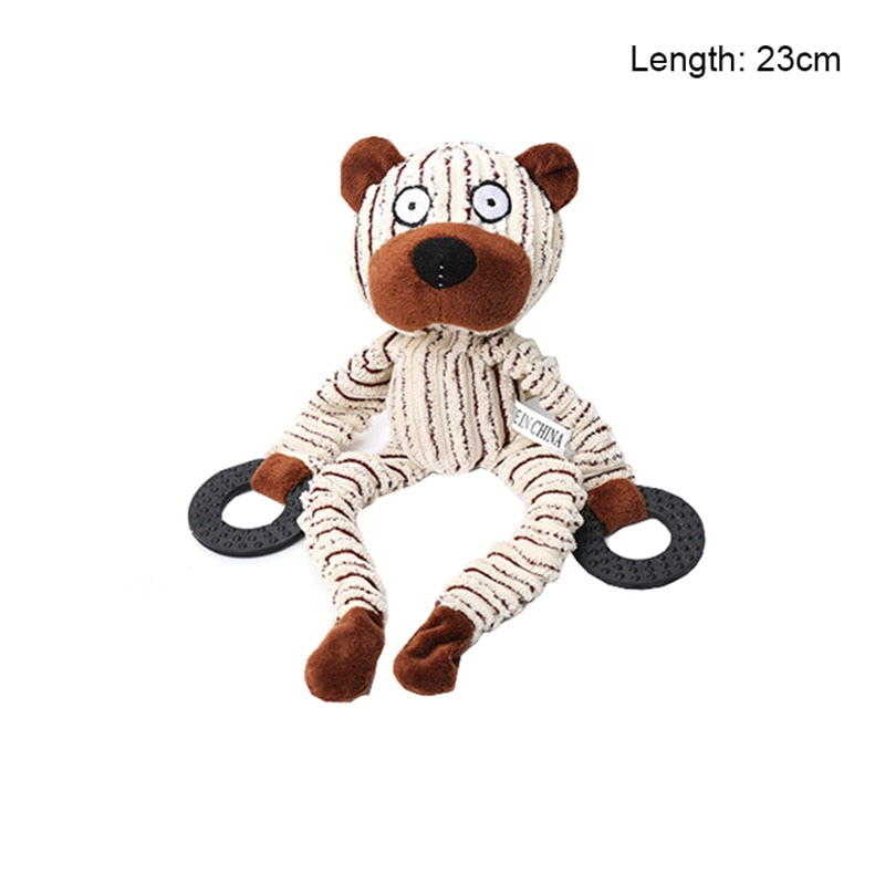 Fun Pet Toy Donkey Shape Corduroy Chew Toy For Dogs Puppy Squeaker