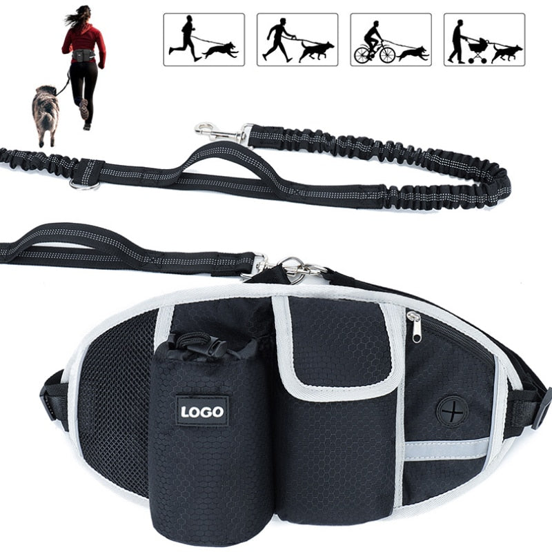 Running Training Dog Walking Waist Bag Reflective Elastic Traction Rope