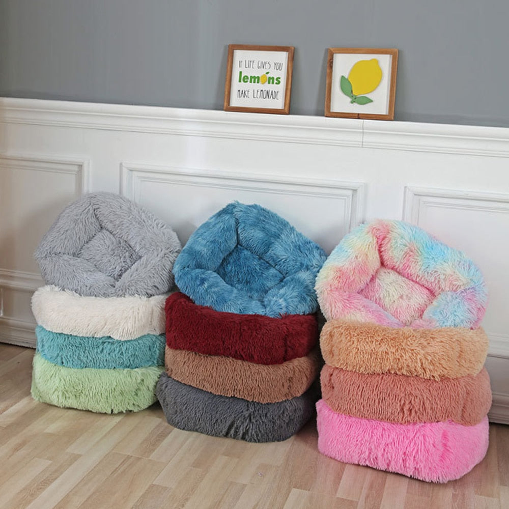 Dog Bed Plush Warm Pet Sleeping Cushion Cat House Basket