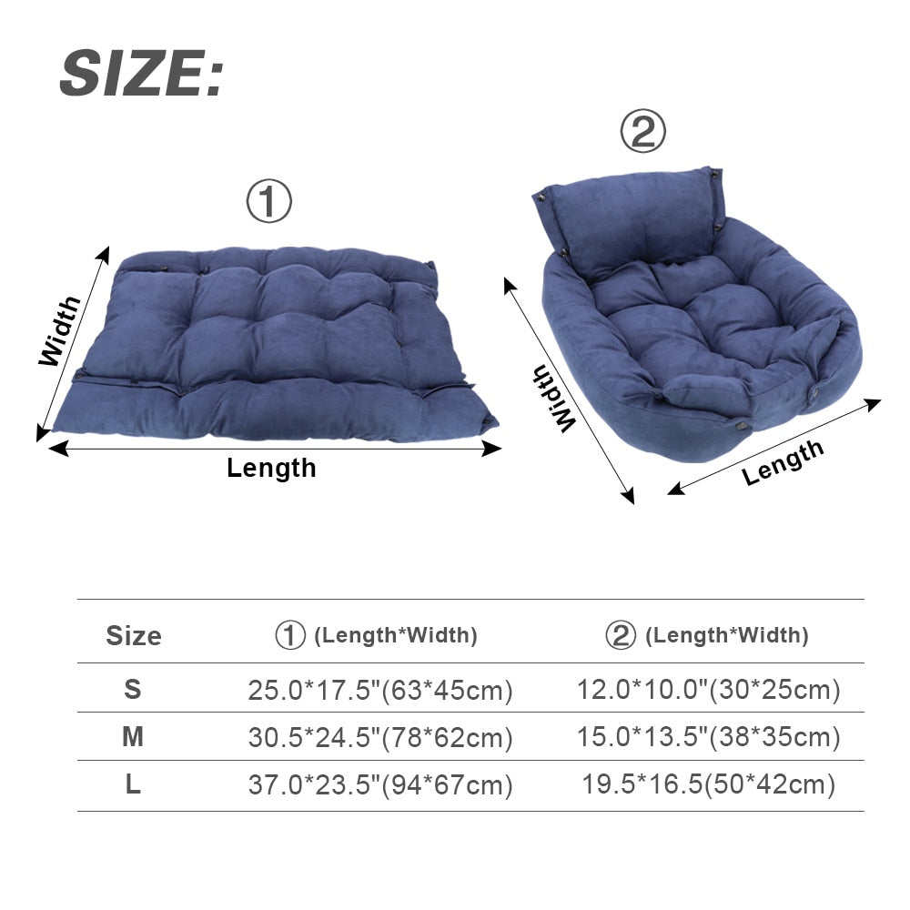 Multifunction Dog Bed Mat 3 IN 1 Dogs Sleeping Bed Sofa Warm Winter