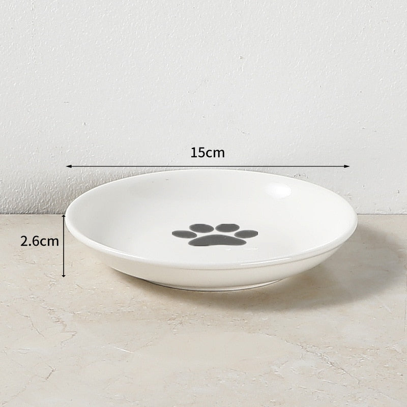 Cat Lift Bowl With Metal Stand Pet Ceramic Food Snacks Feeding