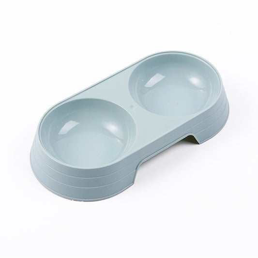 Pet Double Bowl Plastic Kitten Dog Food Drinking Tray Feeder Cat