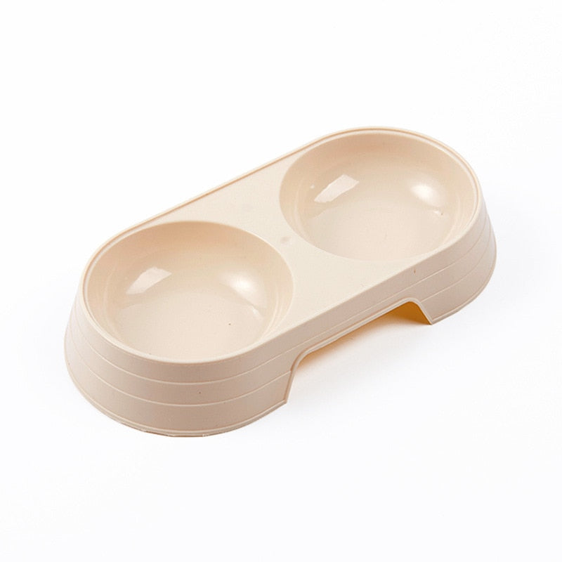 Pet Double Bowl Plastic Kitten Dog Food Drinking Tray Feeder Cat