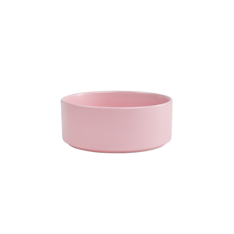 Ceramic Dog Bowl Cat Food Water Bowls with Wood Stand No Spill
