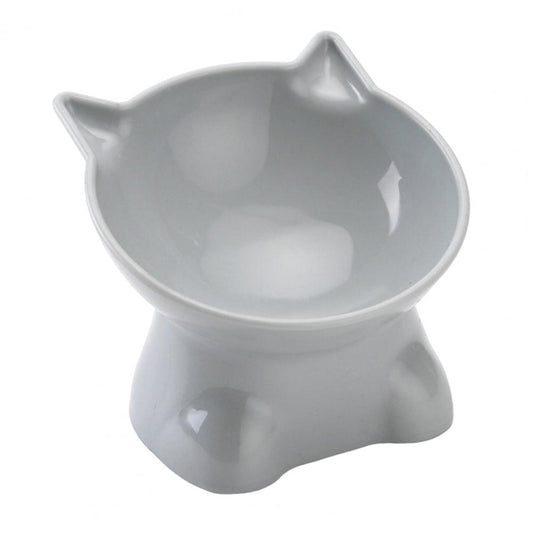 Pet Bowl Large Capacity Cats Bowls Oblique Mouth Cute Cartoon