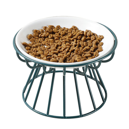 Cat Lift Bowl With Metal Stand Pet Ceramic Food Snacks Feeding