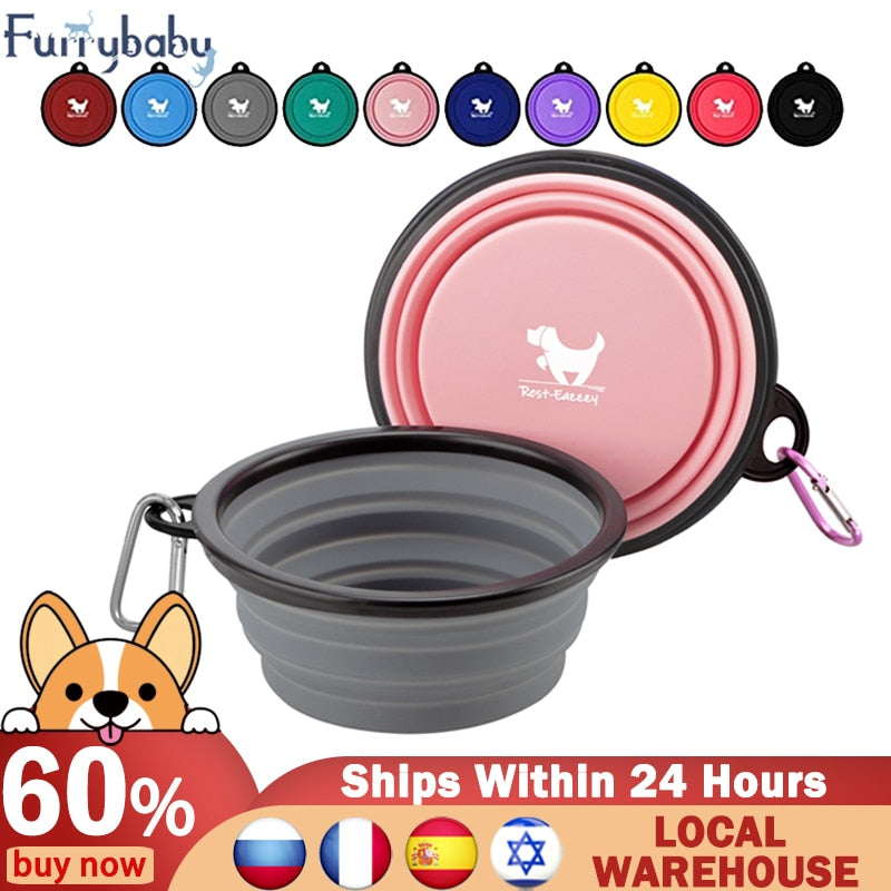 Furrybaby 1000ml Large Collapsible Dog Pet Folding Silicone bowl